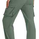 MAGCOMSEN Women's Cargo Pants Quick Dry Lightweight Hiking Travel Pants Water Resistant Safari Joggers with Pockets (Green, L)