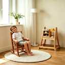 Toddler Rocking Chair Kids Child Wooden Small Baby Comfy Rocker Chairs Furniture for Nursery Bedroom Livingroom Outdoor Reading Room, Ages 3-6, Anti-Tip Design Safe & Sturdy Brown