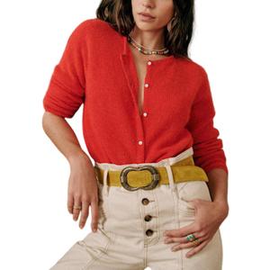Lviefent Women Knit Cardigans Lightweight Casual Crew Neck Button Down Long Sleeve Sweater Jumper Layer Top L