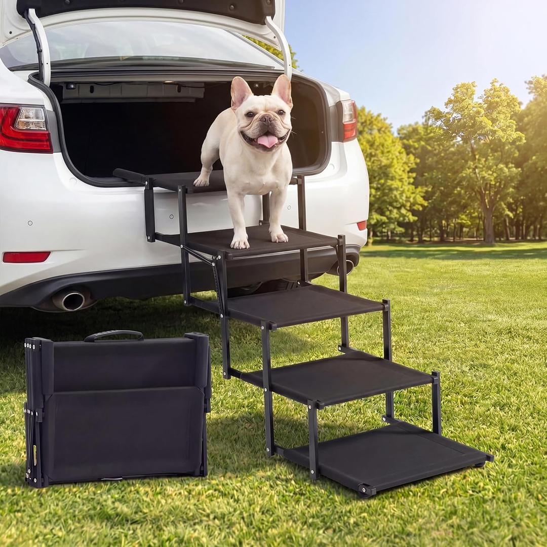 Cozila Foldable Dog Stairs for Car, SUV & Truck, 5-Step Pet Ramp with Non-Slip Surface, Portable and Lightweight Dog Steps for High Bed, Supports Up to 150 Lbs