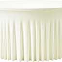 72 Inch Ivory Round Tablecloth  Washable Stretch Spandex Fitted Table Cover with Elastic Edge for 6FT Circular Table, Reusable Dining Tablecloth for Wedding, Banquet, Party, Buffet Decor