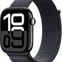 Apple Watch Series 10 [GPS 46mm case] Smartwatch with Jet Black Aluminum Case with Ink Sport Loop. Fitness Tracker, ECG App, Always-On Retina Display, Carbon Neutral