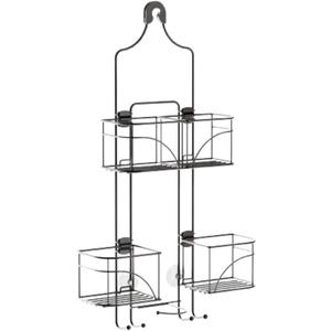 Zenna Home Shower Caddy Hanging Bathroom Organizer, Steel Shower Shelves with 4 Sliding Baskets and Built in Hooks, Accomodates Hose for Handheld Shower Head Storage System, Bronze