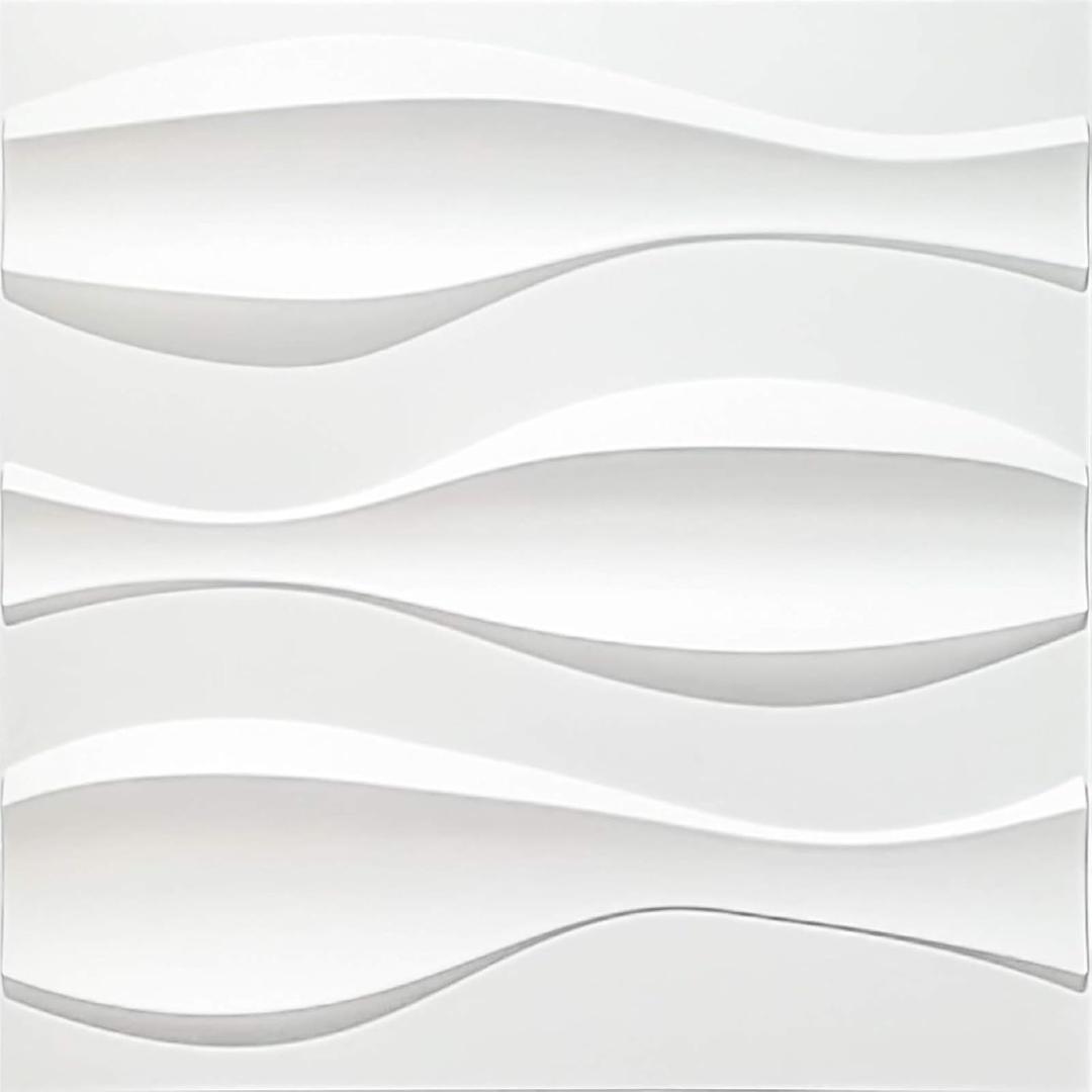 Art3d 19.7" x 19.7" (Pack Of 12) Wall Panel Wave, White Art3d 19.7" x 19.7" (Pack Of 12) Wall Panel Wave, White