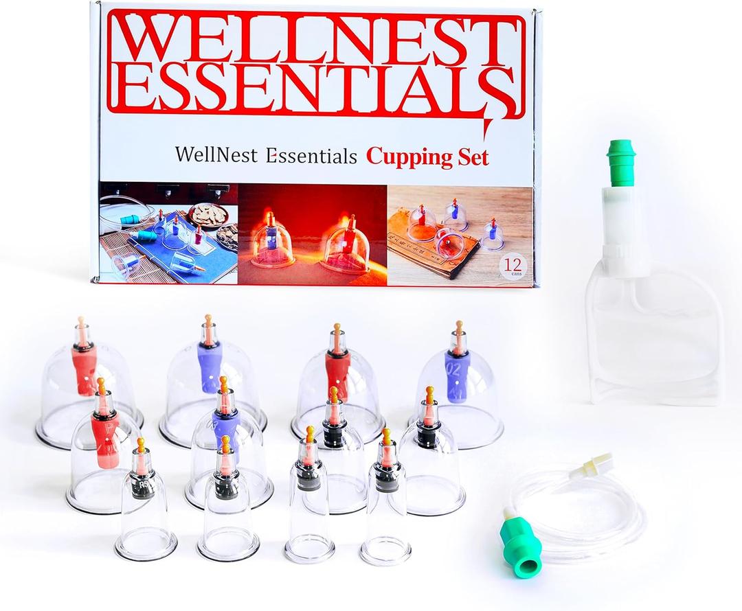 Cupping Set for Massage Therapy - 12 Cups Professional Chinese Cupping Set with Magnetics, Vacuum Cupping Therapy Set for Cellulite Reduction Muscle Pain Relief with handPump