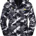 MAGCOMSEN Women's 3-in-1 Winter Coats Snow Ski Jacket Waterproof Windproof Fleece Lined Winter Jacket Parka (X-Large, Black Camo)