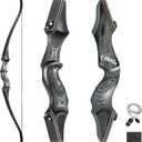Obert Original Black Hunter Takedown Recurve Bow 60inch with Bamboo Core Limbs Archery Hunting Target Practice