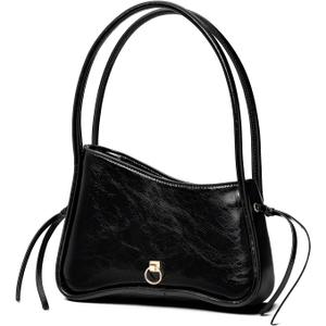 molshine Genuine Leather Crescent Handbag, Small Fashion Designed Top Handle Shoulder Handbag, Armpit Bag Clutch for Women Lady DLK0025