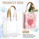 Qilery Clear Frosted Gift Bags with Handles, 5.9 x 5.1 x 2.36 Inches Small Transparent Party Favor Bag Plastic Goodie Bags for Mother's Day Wedding Baby Shower Birthday Graduation DIY(50,Brown)