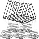 6 Pieces Magazine Holder Triangle File Holder Book Record Metal Vinyl Record Storage Magazine Rack Multifunction Triangle File Organizer Sorter for Decor Home Office(Black)