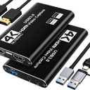 XIIXMASK Video Capture Card, USB 3.0 Capture Card 4K HDMI Loop-Out, 1080P 60FPS/2K 30FPS Video Game Capture for Works for PS5/Camera/PC
