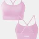 Women's Crossback Mid Impact Sports Bra with Removable Cups - Medium Support, Racerback Design (Blue)