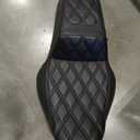 One-Piece Driver and Passenger Seat with Diamond Pattern Stitching Fit for Harley Touring Road King 1997-2007 Street Glide 2006-2007 (Black Stitching)