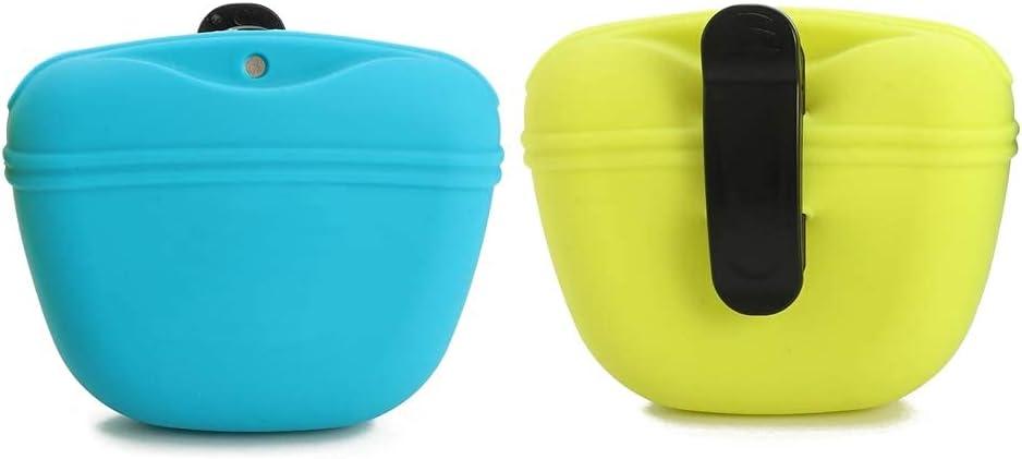 RoyalCare Silicone Dog Treat Pouch-Small Training Bag-Portable Dog Treat Bag for Leash with Magnetic Closure and Waist Clip airtight sealed - 2pieces [US Design Patent] Blue
