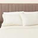 4-Piece Queen Size Stripe Microfiber Sheet Set | Ultra-Soft, Brushed Bedding Sheets & Pillowcases | Wrinkle Free, Comfortable, All-Season Bed Sheets (Queen, Light Grey)