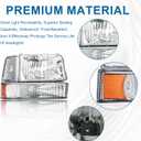 Headlights for 92-96 Ford F150 F250 F350 Bronco 1992 1993 1994 1995 1996 Replacements Assembly Chrome Housing Amber Reflector