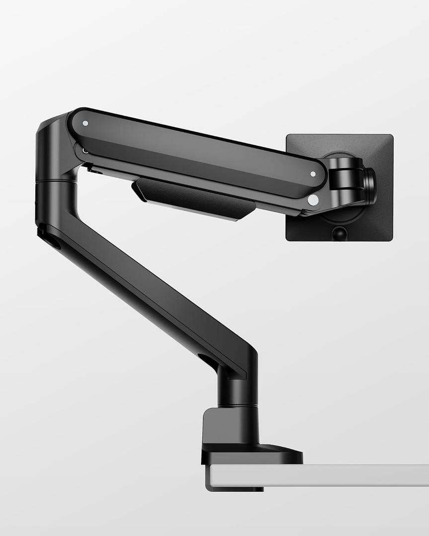monTEK Deluxe Monitor Arm for 17 to 40 Inch Curved Screens with Cable Management Aluminum Fully Adjustable Single Monitor Arm with Clamp/Grommet, Quick Release Plate,75x75/100x100 VESA (Black)