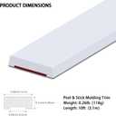 Peel and Stick Tile Edge Molding, Flexible Finish Trim for Wall Border, Mirror Frame, Kitchen Backsplash Edging (White, 10ft x 0.4in)