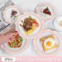 WDF 100PCS Pink Plastic Plates - Heavy Duty Pink and Gold Disposable Plates - Include 50 Dinner Plate 10" and 50 Cake Plastic Plate 7" for Baby Shower/Wedding/Spring/Bridal Shower/Tea Party/Mother's Day, 