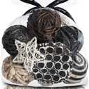 Qingbei Rina Black Decorative Balls for Bowls,Assorted Vase Filler for Centerpieces,Wicker Rattan Balls Decorative Orbs Woven Spheres, Bowl Fillers for Home Decor Wedding