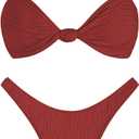 ZAFUL 2025 Cheeky Bikini Sets for Women High Cut Swimsuit Textured Ribbed Bikini Thong Bathing Suit (Medium)