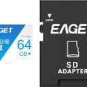 EAGET 1-Pack 64GB TF Memory Card Up to 100MB/s Read 60MB/s Write with SD Adapter, Mini SD Card, High Endurance A1 U3 V30 C10 UHS-I 4K Video for Dash Cam Security Camera Smartphone Tablet