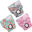 CuteBone Dog Diapers Female Washable Small Medium Large 3 Pack Reusable Doggie Diapers Puppy Period Pants for Doggy Heat Cycle Peeing, S