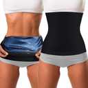 Geyoga 2 Pieces Waist Trimmer for Women Sweat Wrap Sweat Waist Trainer for Bodybuilding Lower Belly Fat (X-Large, Blue Inner)