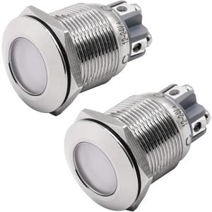 Baomain 19mm Stainless Steel LED RGB Indicator Lights Pilot Light DC 12V/24V Energy Saving (2PCS)