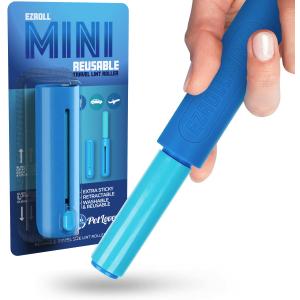 PetLovers EzRoll Reusable Lint Roller - Sticky for Life & Multi-Purpose Pet Hair, Dust, & Lint Remover for Clothing, Upholstery, & Cars - Sustainable, Washable & Efficient (Travel Size)