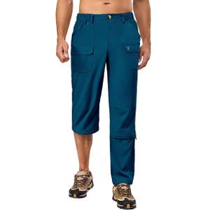 Little Donkey Andy Men's Stretch Convertible Pants Zip-Off Lightweight Quick-Dry Hiking Fishing Travel Pants (Capris Navy Blue XL) (Blue, XL)