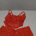 Lilosy Sexy Strappy High Waist Floral Lace Pajamas Lingerie Set Outfits (Medium, Bright Red)