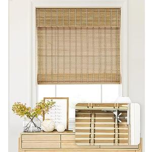 LazBlinds No Tools No Drill Cordless Bamboo Roman Shades, Light Filtering Window Treatment, Roll Up Bamboo Blinds for Window 20'' W x 64'' H, Natural 306