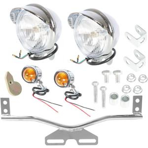 GXYWADY Motorcycle Chrome Driving Spot Fog Light Turn Signal Light Bar Kit with Bracket Set