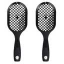2 x Breathable Detangling Brush, Soft Bristles Wet Dry Comb for Women All Hair Types (black, blue)