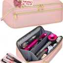 Mancro Hot Hair Tools Travel Bag with Separate Heat Resistant Mat, Large Capacity Wide-open Pouch, Hair Accessories Organizer for Flat Irons, Straighteners, Curling Iron,Travel Essentials for Women (Pink)