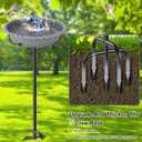 Bird Bath for Outside,Vintage Freestanding Birdbath & Birdfeeder, 40In Bird Baths Feeder with Detachable Plastic Bowl for Garden Patio Yard Lawn Decor, Upgraded 5-Pronged Base (Grey)