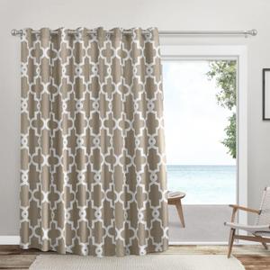 Exclusive Home Curtains Ironwork Patio Sateen Woven Room Darkening Blackout Grommet Top Curtain Panel, 108x84, Taupe