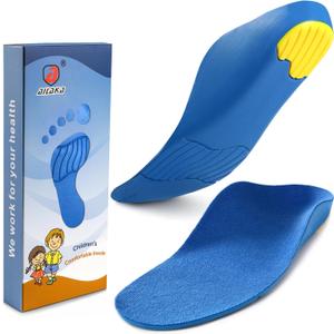 Ailaka Kids Orthotic Cushioning Arch Support Shoe Insoles, Children Pu Foam Inserts for Flat feet, Plantar Fasciitis, Feet Heel Pain Relief Blue (5-8 M US Toddler)