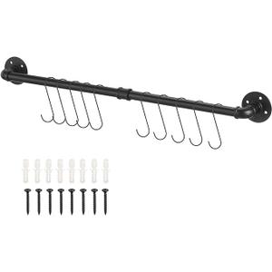 uxcell Wall Mounted Towel Rack, Industrial Pipe Towel Bar, Bathroom Hardware Towel Bar Accessory, Kitchen Pot Rack DIY Rustic Iron Bathroom Towel Rack Holder (40 Inch)