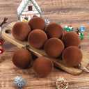 6 Pcs Velvet Christmas Balls Bulk Shatterproof Plastic Christmas Tree Decorations for Decorative Hanging Baubles (6, Brown, 3.94Inch)
