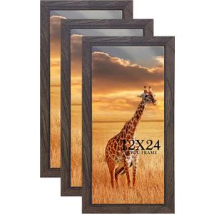 12x24 Picture frame Set of 3,Wooden frame 12x24 Wall Gallery Poster Photo frame walnut 12 by 24 Photos Posters frame -wedding best gift