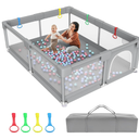 79"×71" Extra Large Baby Playpen, Big Playpen for Babies and Toddlers, Gap-Free, Climb-Proof Play Yard, Spacious Baby Play Pen with Zippered Door and Storage Bag, Grey