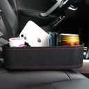 Car Cup Holder Seat Gap Organizer, Multifunctional Cup Drink Holders with PU Leather Cover,Side Insert Center Console Gap Filler Storage Box for Mug Bottle CellPhones Keys Coffee Coasters Cards