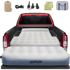 Inflatable Truck Bed Mattress for Tacoma Truck Air Mattress 5ft-5.5ft for Mid-Size Pickup with Detachable Tailgate Extension, Honda Ridgeline Jeep Gladiator JT,Space-Optimized Design, Built in Pump