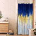 JAWO Abstract Blue Shower Curtain, Gold Blue Boho Ombre Minimalist Chic Art Shower Curtains, Modern Neutral Contemporary Striped Brush Strokes Tan Art Waterproof Bathroom Curtain with 12 Hooks (36"W x 72"L (Pack of 1), Multi5)
