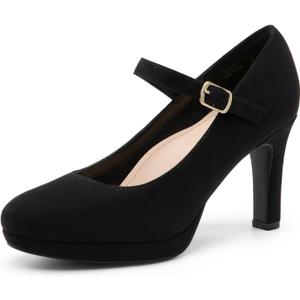 DREAM PAIRS Women's Pumps Close Toe Classic High Heels Round Toe Comfortable Low Platform Mary Jane Dress Shoes (9)