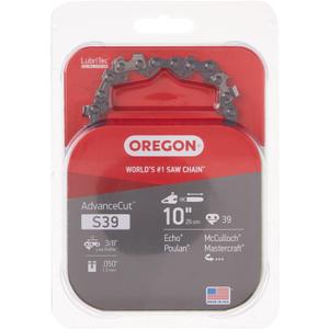 Oregon S39 AdvanceCut Replacement Chainsaw and Pole Saw Chain for 10-Inch Guide Bars, 39 Drive Links, Pitch: 3/8", .050" Gauge, Fits Atlas, Makita, Poulan, and More