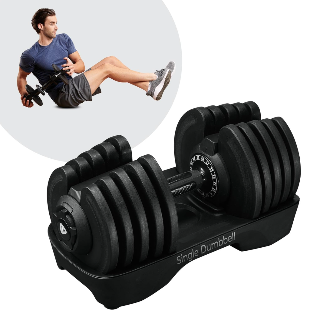 LifePro - Single Adjustable Dumbbell - 4lb to 90lb Weight Switch, Transform Your Workout, Compact Design for Home Gym - Diverse Weight Plates Selection, Essential Fitness Equipment
