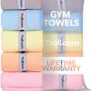 Microfiber Workout Towels - Quick Dry, Highly Absorbing, Odor-Free, for Women & Men - Gym Sweat Sports Towel for Hot Yoga, Tennis, Running, Exercise, Working Out, Camping, Set of 5 Pastel